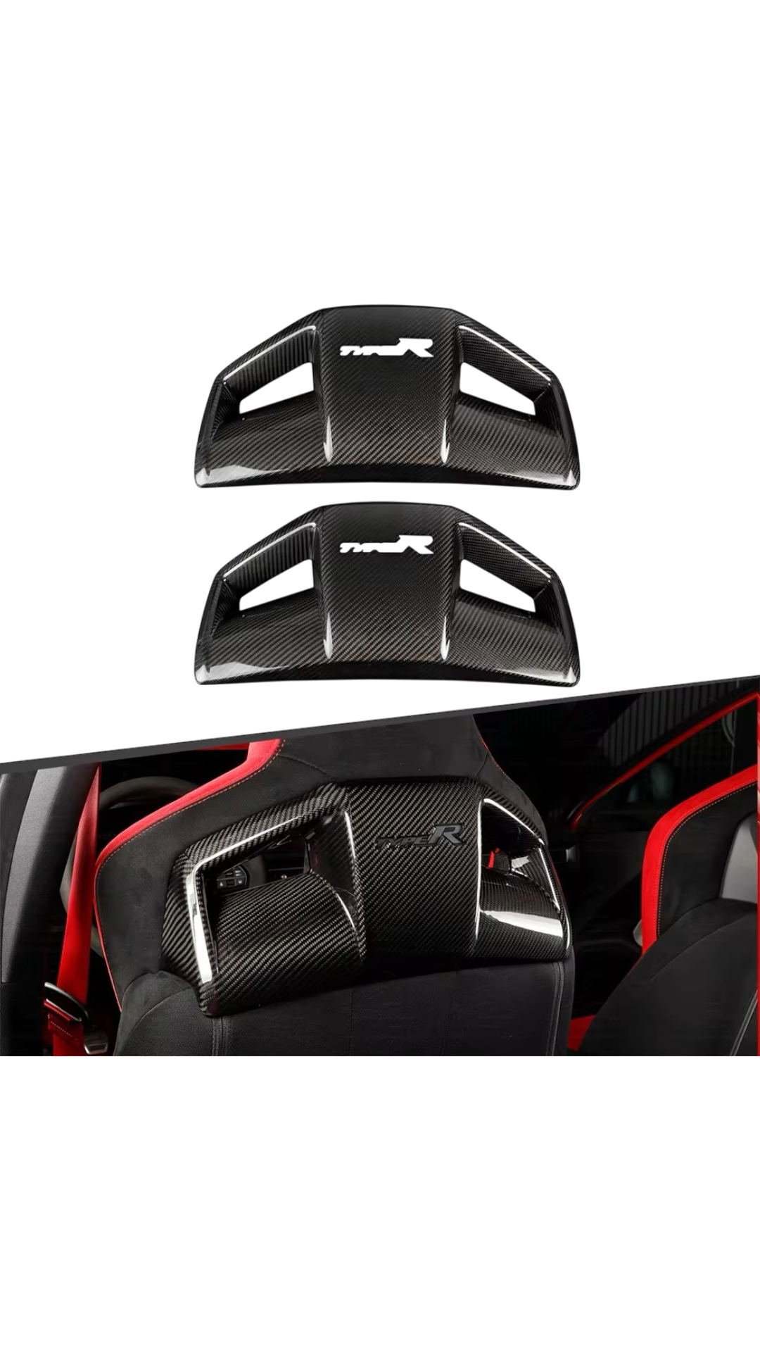 Carbon Front Seat Headrest Cover Civic FL5 Type R 22+