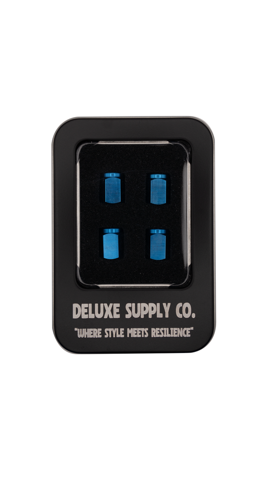 Deluxe Light Blue Titanium Valve Stem Caps